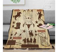 FJAUOQ Vintage Western Country Cowboy Throw Blanket,Rustic Southwestern American Farm Cowboy Horse Lightweight Soft Blanket for Sofas,Couches,Beds,Camping,Travel- 40x50inch(100x130cm)