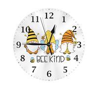 FJAUOQ Wall Clock Bee Yellow Gnomes Farmhouse 10 Inch Silent Non-Ticking Battery Operated Decor for Kitchen Living Room Bedroom Home Office School