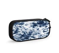 FJAUOQ Watercolor Brush Dye Large Capacity Pen Pencil Case Hand Painted Indigo Blue Navy Abstract Art Grunge Simple Stationery Bag Holder for School Office Student Girls Boys