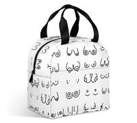 FJAUOQ Women's Reusable Cooler Lunch Box, Portable Meal Lunch Bag, Insulated Lunch Bag, Fashion Work Adult Waterproof Lunch Bag Compatible with Woman Breast Set Funny Boobs