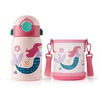 Fjbottle Kids Water Bottle with Straw, BPA Free Leak Proof 400ml, Easy to Open, Secure Lock, One Click Flip Lid, Eco Friendly Tritan Sports Bottle for Kids