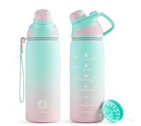 Fjbottle Water Bottle 1L/710 ml + Strainer - Sports Water Bottle with Time Marking / Magnetic Lid - BPA-Free Plastic Bottle for Fitness, School, Yoga, Outdoor