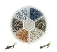 FJDCKJ 3900Pcs Mixed Color Reflective Fly Tying Beads, Fishing Jig Hook Head Binding Beads, Practical Fly Fishing Accessories