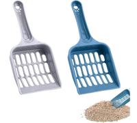 FJDRSIG 2 Pcs Cat Litter Scoop Set - 20cm x 9cm Compact Pet Poop Sifter - Durable Plastic Cat Litter Tray Shovel - Handy Sand Sifter & Waste Removal Cleaning Tool for Small Animals - Blue & Purple