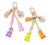FJDRSIG 2 Pcs Cute Bear Keychain,Kawaii Gummy Cute Keychain,Candy Color Macarons Bear Key Rings Women,Key Chains For Kids,Durable Bag Accessories,for Giving to Female Friends and Family