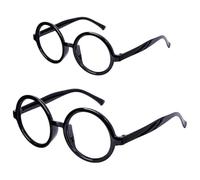 FJDRSIG 2 Pcs Round Glasses,Wizard Costume Accessories Set,Retro Round Glasses,Black Circle Glasses,for Kids & Adults Student Night Cosplay Magic Theme Party Halloween Outfit Fancy Dress Accessory