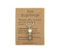 FJDRSIG Crystal Keyring, Crystal Keychain Gift, Crystals Keychain for New Beginnings, Good Luck Moonstone with Card, Healing Gifts for Women, Inspirational Encouragement Gifts for Family Friends