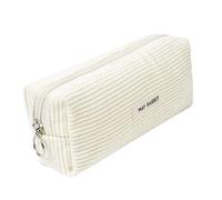 FJDRSIG Pencil Case,Corduroy Pencil Case,Cute Aesthetic Stationery Cases,Stylish Simple Pen Bag with Practical Zip,Portable Makeup Bag,Storage Pencilcase for Teenage Boys Girls School College (White)