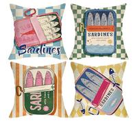 Fjfz Sardines Can Decorative Throw Pillow Covers 18 x 18 Set of 4