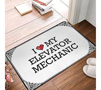 FJHG Indoor Welcome Mat I Love My Elevator Mechanic Doormat Man Cave Decorations Spring Outdoor Decor(50X80CM)
