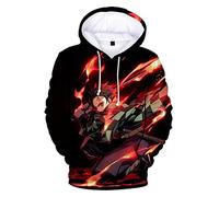 FJHYEEBN Demon Slayer Men's Hoodie 3D Print Pullover Winter Men's Hoodie Casual Long Sleeve, a, XXS