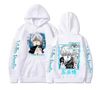 FJHYEEBN Gojo Satoru Hoodie Anime Hoodies Gojo Costume Print Sweatshirts Bleach Kurosaki Ichigo Pullovers Streetwear Unisex White