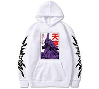 FJHYEEBN Men's Anime Neon Genesis Evangelion Eva Cosplay Hoodie Asuka Langley Soryu Ayanami Rei Pullover, White, XL