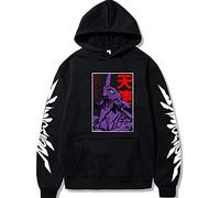 FJHYEEBN Men's Anime Neon Genesis Evangelion Eva Cosplay Hoodie Asuka Langley Soryu Ayanami Rei Pullover, black, XXL