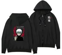 FJHYEEBN Tokyo Ghoul Men's Jacket Ken Kaneki Print Zip Up Pullover Ken Kaneki Pullover One-Eye King Hoodie, b, S
