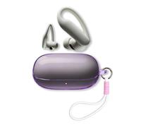 FJIASTB Case for Beats Powerbeats Pro 2 Earbuds, Flexible TPU Shockproof Protective Cover with Carabiner and Lanyard (Clear Purple)
