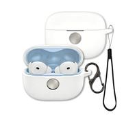 FJIASTB Case for Motorola Moto Buds 2 Plus Earbuds, Soft Silicone Protective Cover with Carabiner and Lanyard, Shockproof (White)