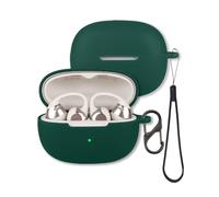 FJIASTB Case for Shokz OpenDots 2 Earbuds (Dark Green) | Soft Silicone Protective Cover with Carabiner and Lanyard, Shockproof