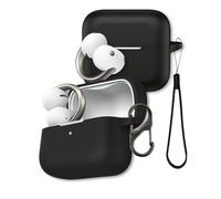 FJIASTB Silicone Case for Anker Soundcore AeroClip 2 Earbuds (Black) | Soft Protective Cover with Carabiner and Lanyard, Shockproof