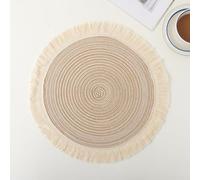 FJISD 1/6PCS 11-42CM Round Washable Placemats, Handmade Braided Design, Heat Resistant Table Mats, Non-slip Woven Dining Mats for Home Parties