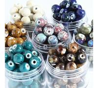 FJISD 12mm 50/100pcs Large Hole Beads Kiln Changes Ceramic Beads Round Porcelain Beads For Diy Crafts Jewelry Making Bracelet Charms Beads
