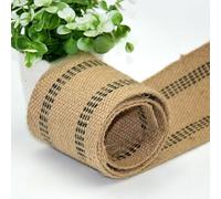 FJISD 3/6 Meter*2-10CM Wide Black Dot Wide Jute Webbing Upholstery Woven Jute Ribbon Roll Wide Jute Ribbon For Rustic Decorations Gift Wrapping