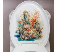 FJISD 30 * 30CM 2-4PCS Coral Seahorse Toilet Sticker Funny Bathroom Toilet Lid Decals Pvc Waterproof Toilet Seat Stickers For Bathroom Deco