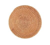 FJISD 8-22cm Round Boho Rattan Placemats Natural Hand-Woven Placemats,Rustic Braided Wicker Table Mats for Dining Table