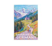 FJIWECWSQ Bavarian Alps Germany Vintage Travel Poster 08x12inch(20x30cm) Canvas Wall Art Painting Prints