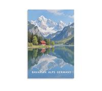 FJIWECWSQ Bavarian Alps Germany Vintage Travel Posters 08x12inch(20x30cm) Canvas Wall Art Painting Prints