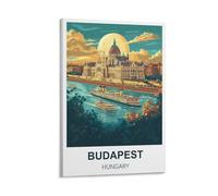 FJIWECWSQ Budapest Hungary Vintage Travel Posters 12x18inch(30x45cm) Canvas Wall Art Painting Prints