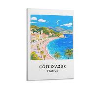 FJIWECWSQ Cote D Azur France Vintage Travel Posters 12x18inch(30x45cm) Canvas Wall Art Painting Prints