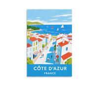 FJIWECWSQ Cote D'azur France Vintage Travel Poster 20x30inch(50x75cm) Canvas Wall Art Painting Prints