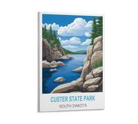 FJIWECWSQ Custer State Park South Dakota Vintage Travel Poster 08x12inch(20x30cm) Canvas Wall Art Painting Prints
