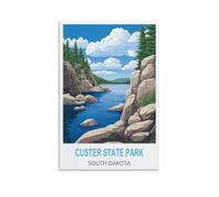 FJIWECWSQ Custer State Park South Dakota Vintage Travel Poster 24x36inch(60x90cm) Canvas Wall Art Painting Prints