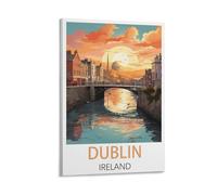 FJIWECWSQ Dublin Ireland Vintage Travel Poster 12x18inch(30x45cm) Canvas Wall Art Painting Prints