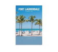 FJIWECWSQ Fort Lauderdale Florida Vintage Travel Posters 12x18inch(30x45cm) Canvas Wall Art Painting Prints
