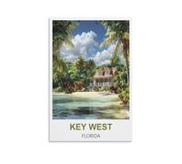 FJIWECWSQ Key West Florida Vintage Travel Poster 12x18inch(30x45cm) Canvas Wall Art Painting Prints