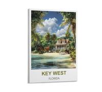 FJIWECWSQ Key West Florida Vintage Travel Poster 24x36inch(60x90cm) Canvas Wall Art Painting Prints