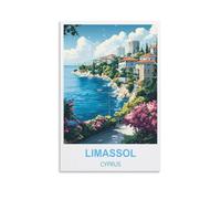 FJIWECWSQ Limassol Cyprus Vintage Travel Posters 12x18inch(30x45cm) Canvas Wall Art Painting Prints