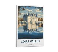 FJIWECWSQ Loire Valley France Vintage Travel Poster 24x36inch(60x90cm) Canvas Wall Art Painting Prints