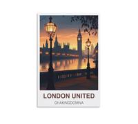FJIWECWSQ London United Kingdom Vintage Travel Poster 20x30inch(50x75cm) Canvas Wall Art Painting Prints