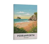 FJIWECWSQ Perranporth Cornwall Vintage Travel Posters 12x18inch(30x45cm) Canvas Wall Art Painting Prints
