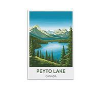 FJIWECWSQ Peyto Lake Canada Vintage Travel Poster 08x12inch(20x30cm) Canvas Wall Art Painting Prints