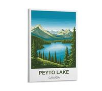 FJIWECWSQ Peyto Lake Canada Vintage Travel Poster 16x24inch(40x60cm) Canvas Wall Art Painting Prints