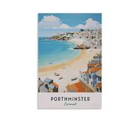 FJIWECWSQ Porthminster Cornwall Vintage Travel Posters 24x36inch(60x90cm) Canvas Wall Art Painting Prints