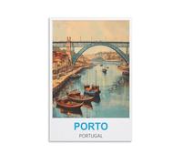 FJIWECWSQ Porto Portugal Vintage Travel Poster 16x24inch(40x60cm) Canvas Wall Art Painting Prints