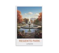 FJIWECWSQ Regents Park London Vintage Travel Posters 20x30inch(50x75cm) Canvas Wall Art Painting Prints