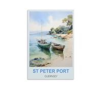 FJIWECWSQ St Peter Port Guernsey Vintage Travel Poste 12x18inch(30x45cm) Canvas Wall Art Painting Prints