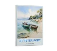 FJIWECWSQ St Peter Port Guernsey Vintage Travel Poste 20x30inch(50x75cm) Canvas Wall Art Painting Prints
